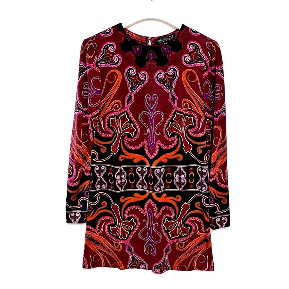 Rachel Zoe x Revolve Silk Magnum Shift Dress in Bordeaux Print Size 6 Keyhole - Picture 11 of 12